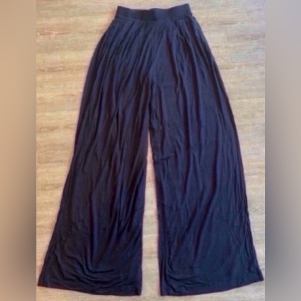 Women’s Black Self-Double Layer Wide Leg Pants Small - Picture 3 of 4